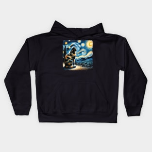 Tortoiseshell Starry Night Inspired - Artistic Cat Kids Hoodie